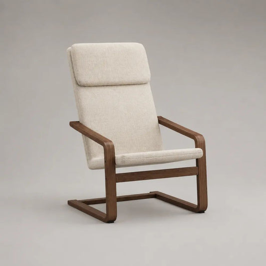 Relaxsessel Hochlehner mit Polyesterbezug und Schichtholzgestell, Creme/Braun, 66 × 84 × 100 cm