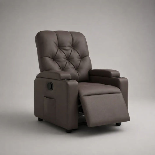 Relaxsessel Fernsehsessel mit manueller Liegefunktion aus Polyurethan-Kunstleder Dunkelbraun/Schwarz 89 × 92 × 102 cm