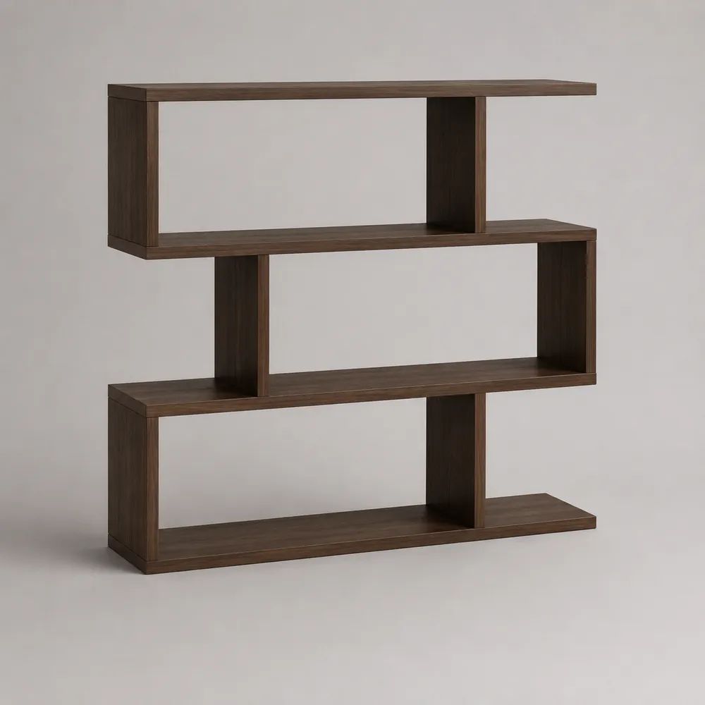 Asymmetrisches Standregal und Raumteiler aus MDF, Dunkelbraun, 120 × 25 × 120 cm