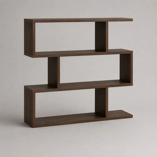 Asymmetrisches Standregal und Raumteiler aus MDF, Dunkelbraun, 120 × 25 × 120 cm