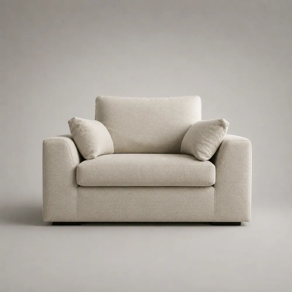 XXL-Sessel mit Armlehnen und Bouclé-Bezug, Cremeweiß, 128 × 96 × 88 cm