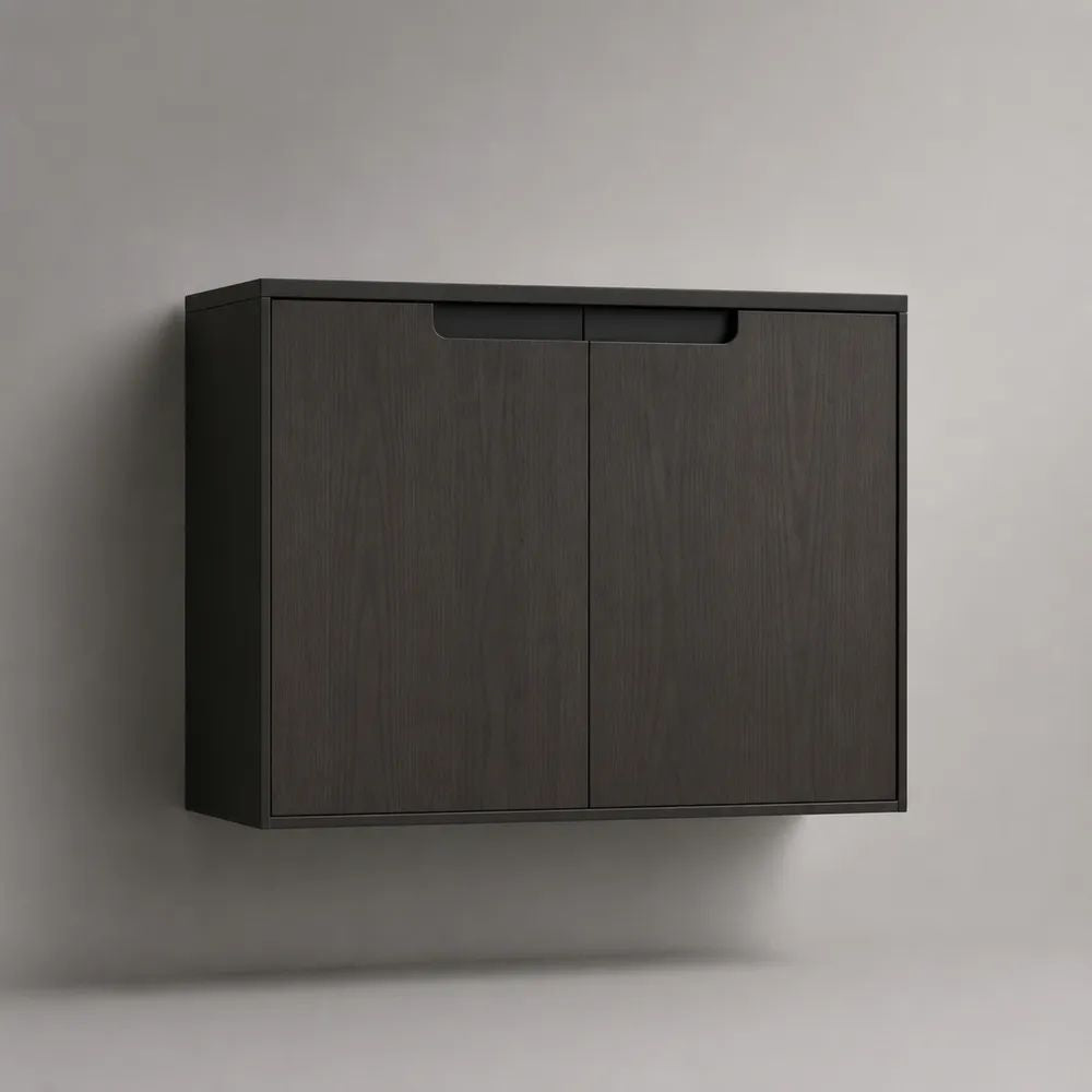 Hängesideboard mit 2 Türen aus melaminbeschichteter Spanplatte, Dunkelbraun, 80 × 30 × 60 cm