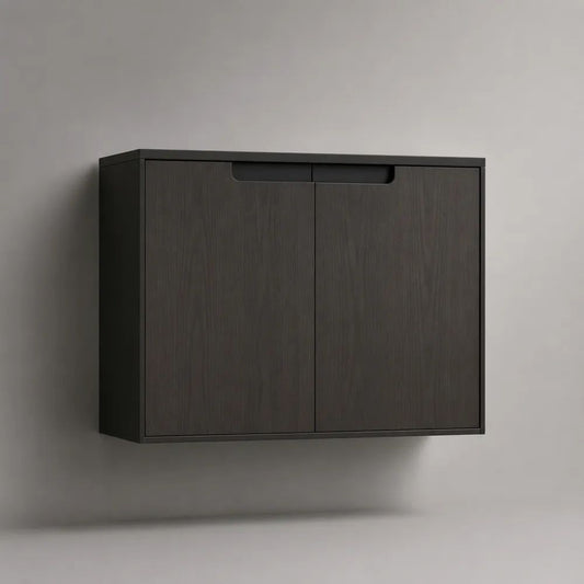 Hängesideboard mit 2 Türen aus melaminbeschichteter Spanplatte, Dunkelbraun, 80 × 30 × 60 cm