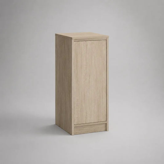 Schmaler Beistellschrank mit 1 Tür aus melaminharzbeschichteter Spanplatte, Hellbeige, 40 × 35 × 90 cm